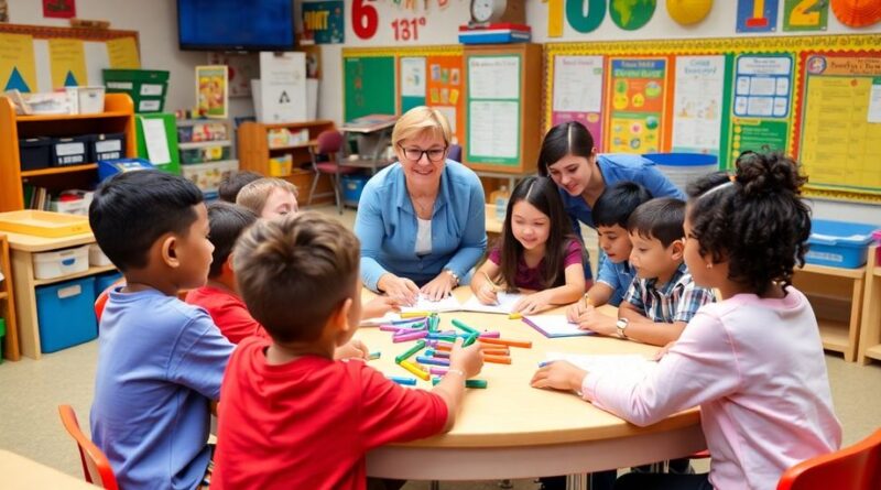 Kelas interaktif dengan siswa belajar dan berdiskusi bersama.